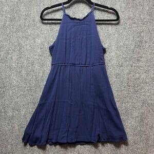 Blue Rain Navy Blue Crinkle‎ Sleeveless Halter Dress Youth 14 Formal Fancy Party